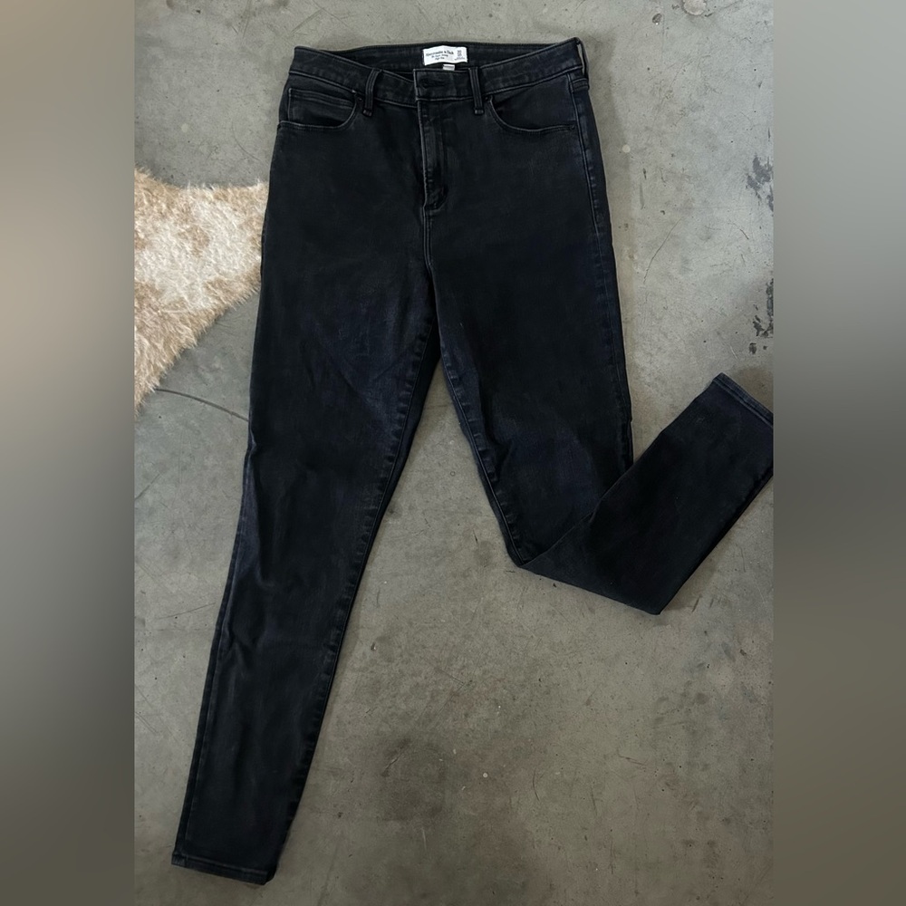Abercrombie high rise curve love super skinny black jeans, size 30 long